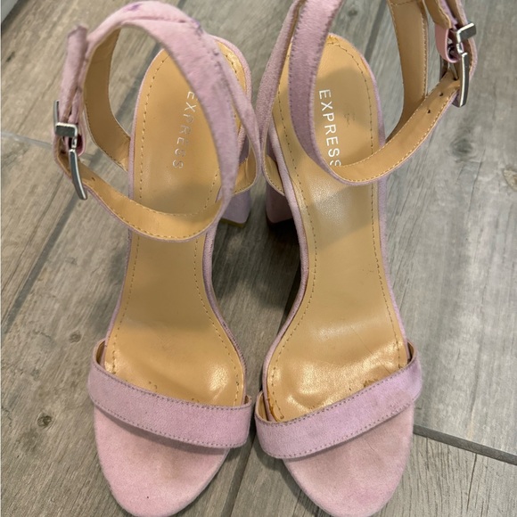 Express lavender suede, chunky, strapping heel sandal - Picture 2 of 5